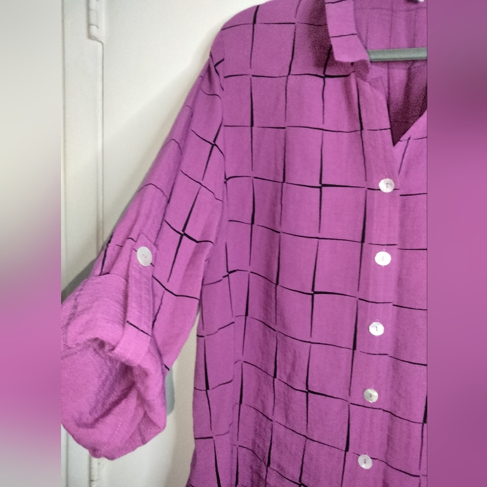 John Mark Magenta Checkered Button Down Shirt - image 5